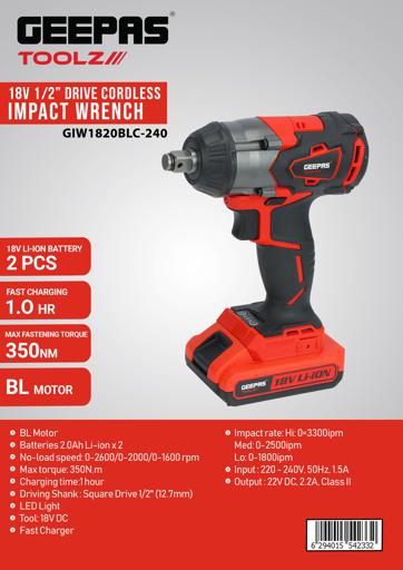 display image 37 for product Geepas Brushless Impact Wrench