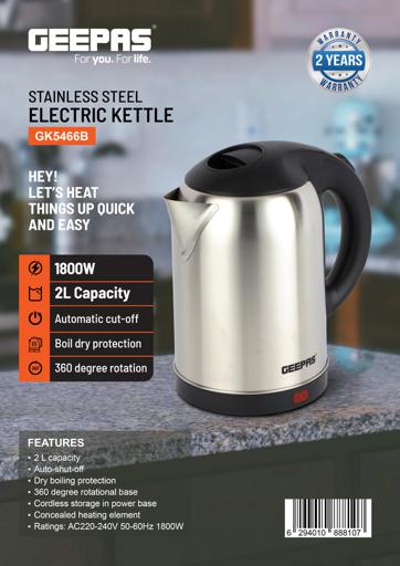 display image 19 for product Electric Kettle | 1.8 L | Stainless Steel | 1500 W