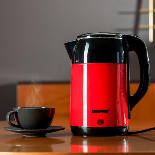 display image 2 for product Geepas GK6138 1500W 1.8L Electric Kettle - Stainless Steel Inner, Boil Dry Safety & Auto Shut Off | Heats up Quickly & Easily Boil Water, Tea & Coffee | 2 Year Warranty