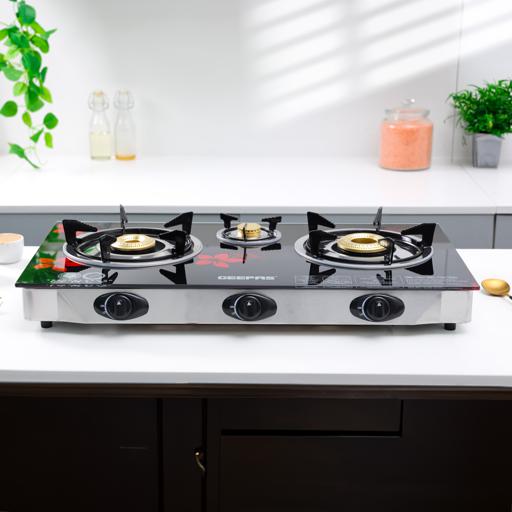 display image 4 for product 3-Burner Gas Cooker | Stainless Steel frame |  2 years Of Manufacturer Warranty - Geepas