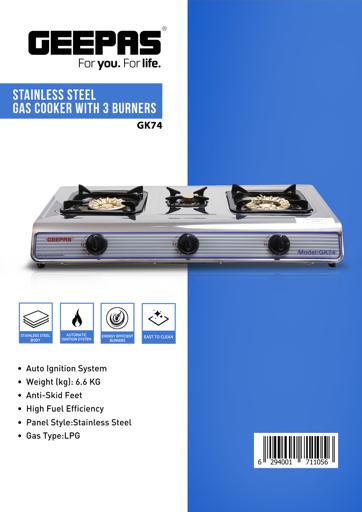 display image 9 for product Stainless Steel Gas Cooker with 3 Burners