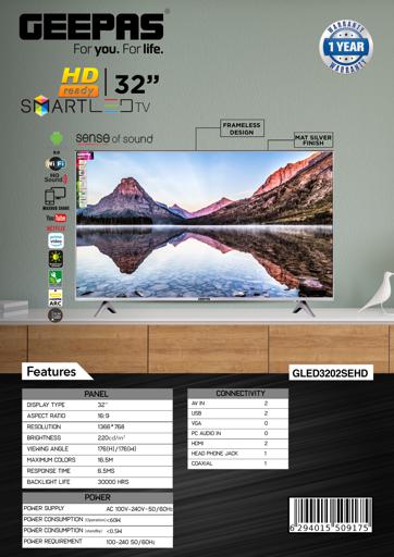 display image 24 for product 32" Smart LED TV, TV with Remote Control, GLED3202SEHD | HDMI & USB Ports, Head Phone Jack, PC Audio In | Wi-Fi, Android 9.0 with E-Share | YouTube, Netflix, Amazon Prime