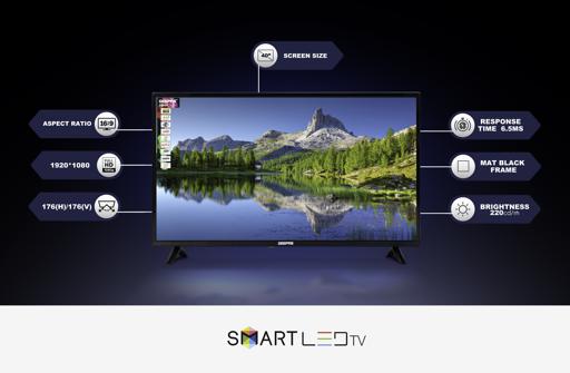 display image 2 for product 40" Smart LED TV, TV with Remote Control, GLED4058SXHD | HDMI & USB Ports, Head Phone Jack, PC Audio In | Wi-Fi, Android 9.0 with E-Share | YouTube, Netflix, Amazon Prime