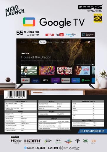 display image 11 for product Geepas 55'' 4K UHD, Google, Smart LED TV