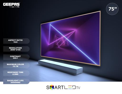 display image 4 for product 75" Smart LED TV, TV with Remote Control, GLED7520SEUHD | HDMI & USB Ports, Head Phone Jack, PC Audio In | Wi-Fi, Android 9.0 with E-Share | YouTube, Netflix, Amazon Prime