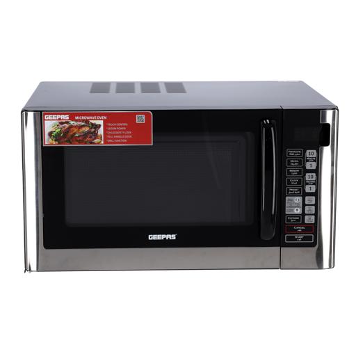 display image 0 for product Geepas GMO1898 45L Digital Microwave Oven - 1500W Multiple Cooking Menus with Arabic Control Panel |Reheating & Defrost Function|Handle door, Digital Controls