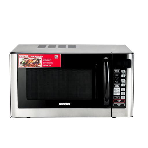 display image 0 for product Geepas GMO1898 45L Digital Microwave Oven - 1500W Multiple Cooking Menus with Arabic Control Panel |Reheating & Defrost Function|Handle door, Digital Controls