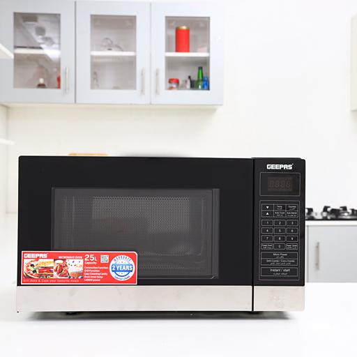 display image 2 for product Geepas GMO2706CB 25L Digital Microwave Oven - 1400W Microwave Oven |Multiple Cooking Menus |Reheating, Defrost & Grill Function|270mm Turntable Glass