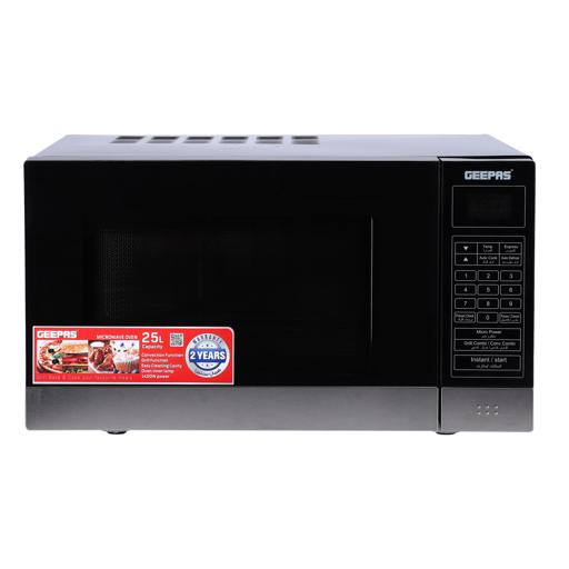 display image 0 for product Geepas GMO2706CB 25L Digital Microwave Oven - 1400W Microwave Oven |Multiple Cooking Menus |Reheating, Defrost & Grill Function|270mm Turntable Glass