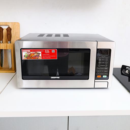 display image 4 for product Geepas GMO2706CB 25L Digital Microwave Oven - 1400W Microwave Oven |Multiple Cooking Menus |Reheating, Defrost & Grill Function|270mm Turntable Glass