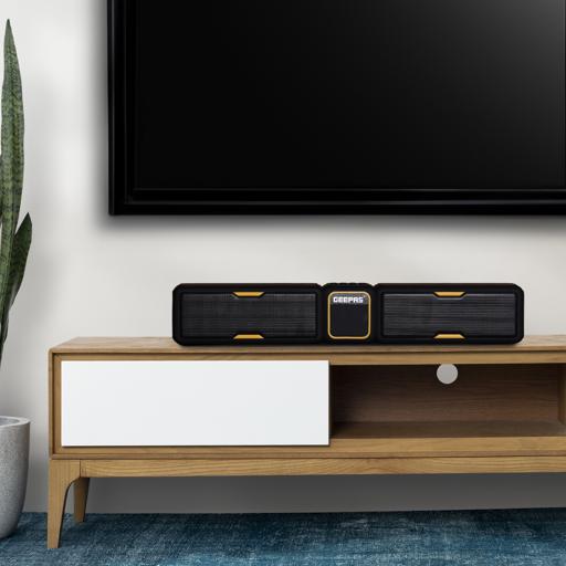 display image 1 for product Geepas GMS11141UK Bluetooth Speaker - Bluetooth Speaker with Hands-Free Calls | BT/USB/TF/FM/AUX |1500mAh Battery |Ideal for Parties, Movies, Playing Games