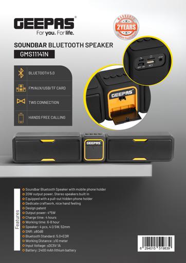 display image 15 for product Geepas GMS11141UK Bluetooth Speaker - Bluetooth Speaker with Hands-Free Calls | BT/USB/TF/FM/AUX |1500mAh Battery |Ideal for Parties, Movies, Playing Games