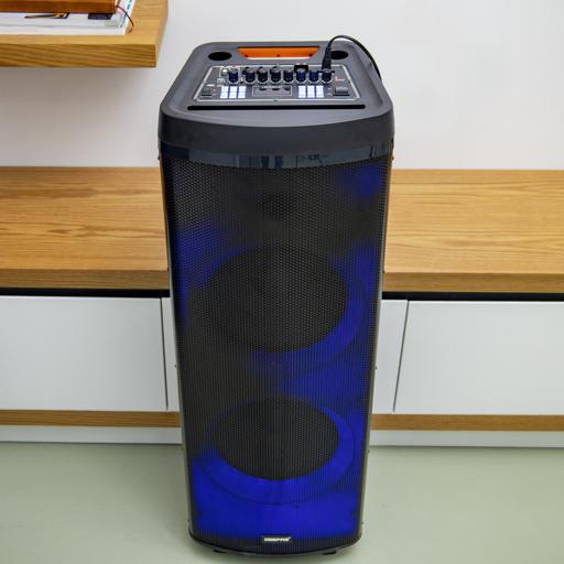 display image 3 for product Hi-Fi Speaker with UHF Mic & Remote | USB & BT | GMS11153 | With TF, FM and TWS Functions | Includes Aux/Guitar and MIC Input |  2*12" DJ Speaker