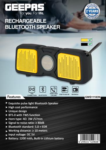 display image 17 for product Rechargeable Bluetooth Speaker, 10m Range, GMS11183N | Portable Wireless Speakers | BT/ TF Card/ AUX/ USB Playback/ TWS Function | For Home, Party, Outdoor