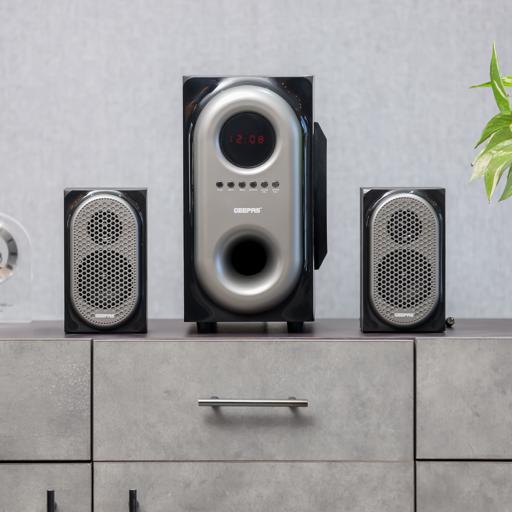 display image 1 for product Geepas GMS7493N 2-in-1 CH Multimedia Speaker, Remote Control | Powerful 5.25" Sub-Woofer | USB, Bluetooth & Multiple Device Inputs | Surround Sound Effect Super Bass