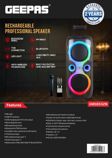 display image 23 for product Geepas Portable and Rechargeable Professional Speaker