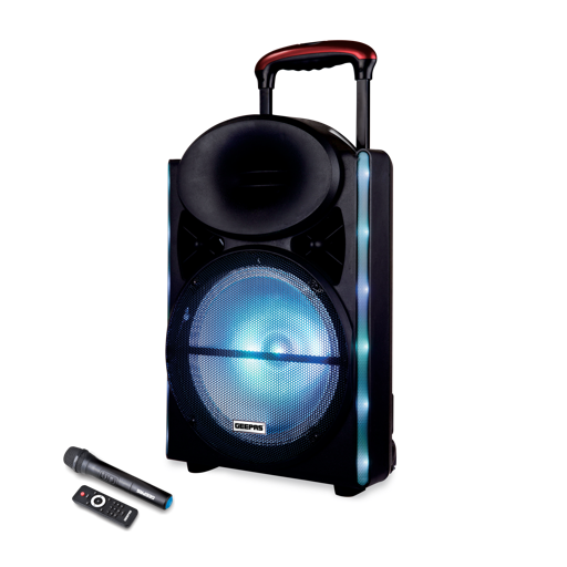 display image 10 for product Geepas GMS8567 12-Inch Trolley Bluetooth Speaker - Portable Wireless Microphones, Rechargeable Battery |Karaoke DJ Speaker |LED Lights |Trolley Handle