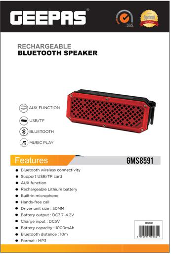 display image 15 for product Geepas Rechargeable Bluetooth Speaker 1000 Mah Portable Bluetooth Speaker, Wireless Speaker