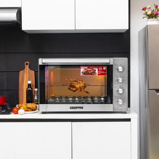 display image 1 for product Multi-Function Oven, Rotisserie & Convection Oven, GO34057 | 120L Oven with Inner Lamp | Adjustable Temperature Control | 120mins Timer | Stainless Steel Housing