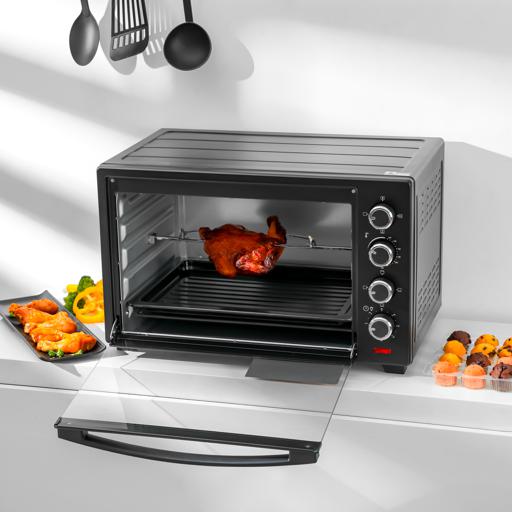 display image 9 for product Geepas GO4451 Electric Oven with Rotisserie and Convection functions - 2000W |Grill Function, 60 Minute Timer & Inside Lamp | 5 Control Knobs |48L Capacity