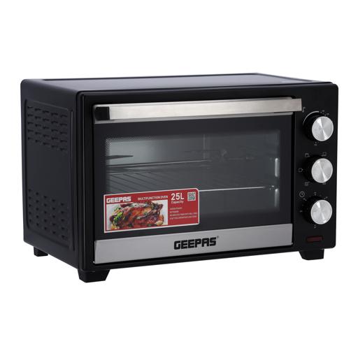 display image 12 for product Geepas Electric Oven with Rotisserie 25L - Electric Oven 1600W - 100-250 Adjustable Temperature, 60 min Timer Function - Multiple Cooking Functions & Grill - Accessories Included - 2 Year Warranty