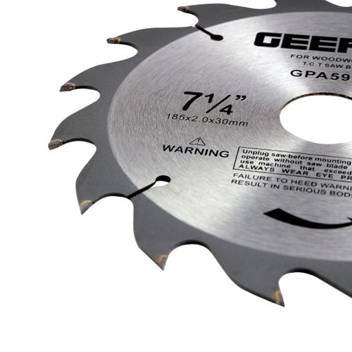 display image 3 for product Geepas GPA59208 Professional Circular Saw Blade - 185mm x 30mm bore, 20mm Ring | 16 ATB Calibered Teeth | Ideal for Carpenter, Professional, DIYers & More