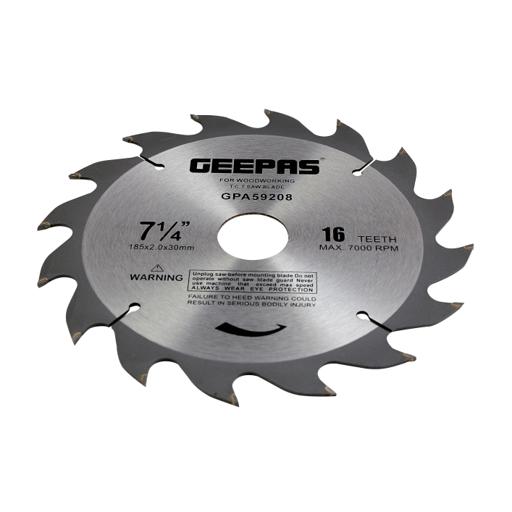 display image 0 for product Geepas GPA59208 Professional Circular Saw Blade - 185mm x 30mm bore, 20mm Ring | 16 ATB Calibered Teeth | Ideal for Carpenter, Professional, DIYers & More
