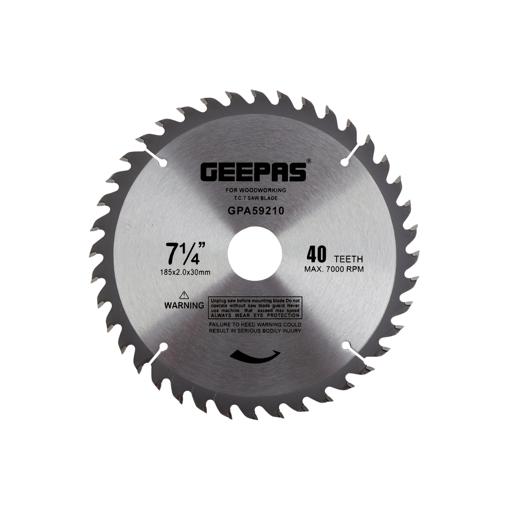 Geepas GPA59210 Professional Circular Saw Blade - 185mm x 30mm bore, 20mm Ring | 40 ATB Sharp Teeth | Ideal for Carpenter, Professional, DIYers & More hero image