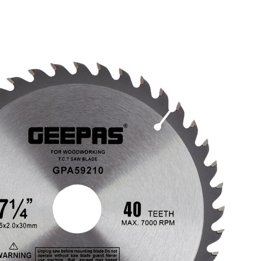 display image 3 for product Geepas GPA59210 Professional Circular Saw Blade - 185mm x 30mm bore, 20mm Ring | 40 ATB Sharp Teeth | Ideal for Carpenter, Professional, DIYers & More