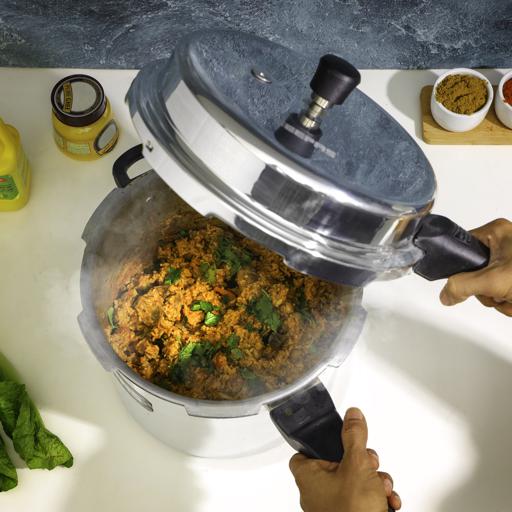 display image 5 for product Aluminium Pressure Cooker, 10L Cooker with Lid, GPC328 | Induction Base Cooker with Durable Handles | Ideal for Small to Medium Households | Create Delicious, Home-Cooked Dishes 