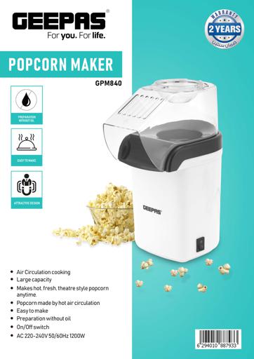 display image 10 for product Popcorn Maker, 1200W Electric Popcorn Maker, GPM840 | On/Off Switch | Oil-Free Popcorn Popper | Makes Hot, Fresh, Healthy and Fat-Free Theatre Style Popcorn Anytime