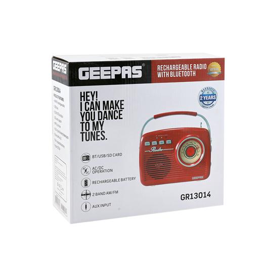 display image 4 for product Geepas Rechargeable Radio With Bluetooth - AM/FM Portable Radio Battery Operated Radio| Standard Earphone Jack, Large Knob| 2 Years Warranty