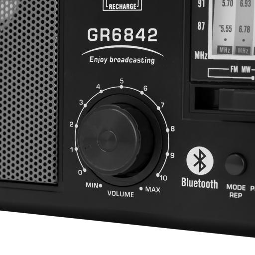 display image 10 for product Geepas GR6842 Rechargeable Radio - BT/USB/SD /TF Music Player | Bluetooth Speaker | Lightweight Portable FM Radio | 10 Band Radio  | Stylish Retro Design