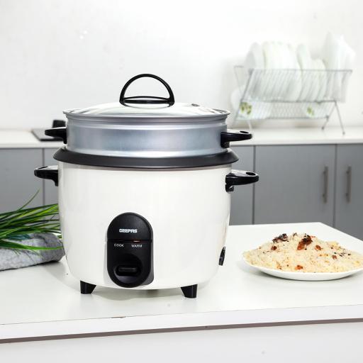display image 1 for product Geepas GRC35011 1.5L  Automatic Rice Cooker 500W - Steam Vent Lid & Simple One Touch Operation |Make Rice, Steam Healthy Food & Vegetables | 2 Year Warranty