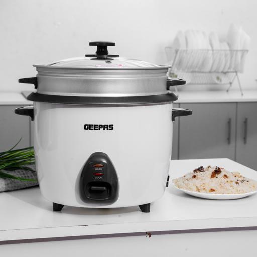 display image 1 for product Geepas GRC4326 2.2L Electric Rice Cooker  -Cook/Warm/Steam, High-Temperature Protection - Make Rice & Steam Healthy Food & Vegetables | 2 Year Warranty