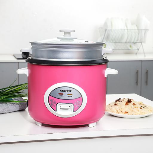 Buy Geepas 1.8L Rice Cooker/Steamer With Non-Stick Cooking Pot Online in  UAE - Wigme