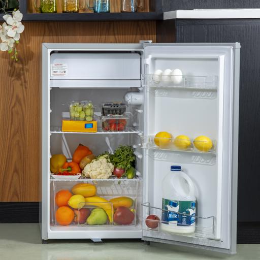 display image 4 for product Defrost Mini Fridge with Lamp, Door Lock & Key, GRF115SPEN - Low Noise Design, Compact, Powerful Compressor, Energy Saving, Faster Cooling, Adjustable Thermostat, 110L Capacity