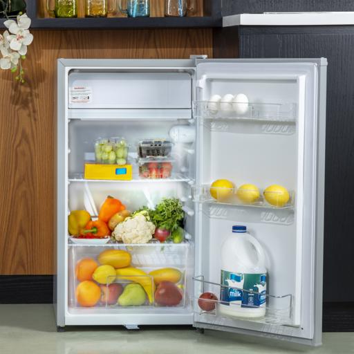 display image 6 for product Defrost Mini Fridge with Lamp, Door Lock & Key, GRF115SPEN - Low Noise Design, Compact, Powerful Compressor, Energy Saving, Faster Cooling, Adjustable Thermostat, 110L Capacity