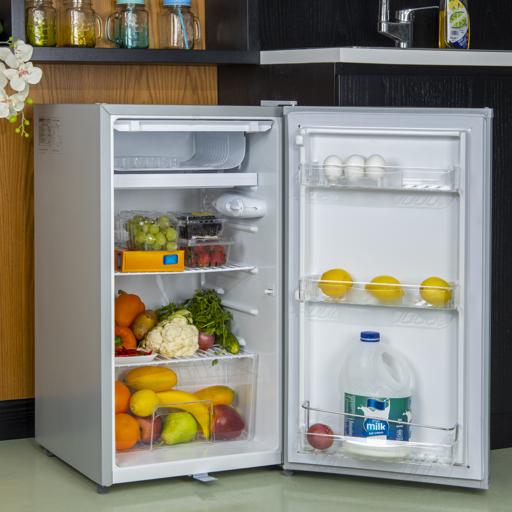 display image 8 for product Defrost Mini Fridge with Lamp, Door Lock & Key, GRF115SPEN - Low Noise Design, Compact, Powerful Compressor, Energy Saving, Faster Cooling, Adjustable Thermostat, 110L Capacity