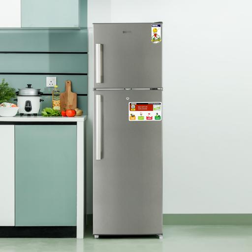 display image 1 for product Geepas GRF3207SSXXN 320L Double Door Refrigerator - Free Standing Durable Double Door Refrigerator, Recessed Handle, Quick Cooling, Low Noise, Low Energy Consumption, Defrost Refrigerator | 1 Year Warranty