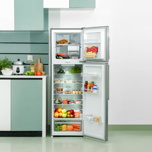 display image 8 for product Geepas GRF3207SSXXN 320L Double Door Refrigerator - Free Standing Durable Double Door Refrigerator, Recessed Handle, Quick Cooling, Low Noise, Low Energy Consumption, Defrost Refrigerator | 1 Year Warranty