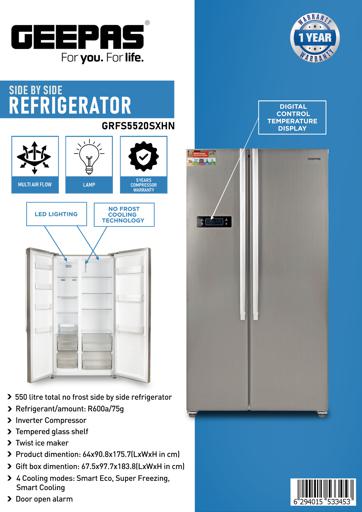 display image 17 for product 550Ltr  Refrigerator - Side by Side Doors-No Frost