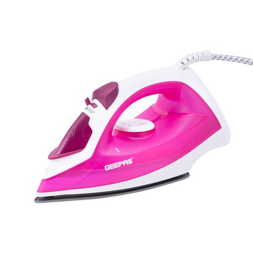 display image 8 for product Geepas 1300W Steam Iron  - Non-Stick Coating Plate & Adjustable Thermostat Control | 210ML Water Tank & Steam Shot for Crease Free Clothes | 2 Years Warranty