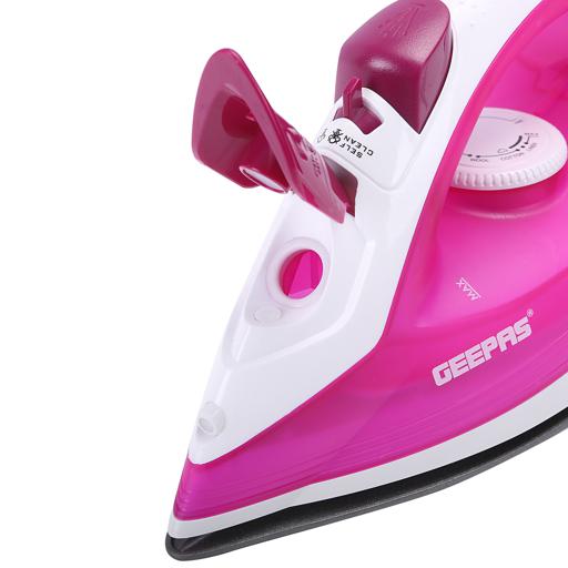 display image 4 for product Geepas 1300W Steam Iron  - Non-Stick Coating Plate & Adjustable Thermostat Control | 210ML Water Tank & Steam Shot for Crease Free Clothes | 2 Years Warranty