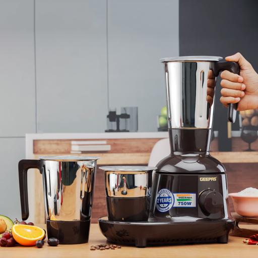 display image 3 for product 3-in-1 Mixer Grinder, 750W Powerful Grinder, GSB44086 | Stainless Steel Jars & Blades | 3 Speed, Safety Twist Lock | Perfect for Dry & Wet Fine Grinding
