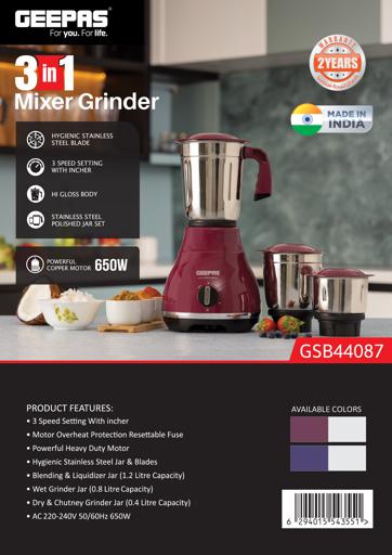 display image 24 for product Geepas 3 In1 Mixer Grinder - 650W