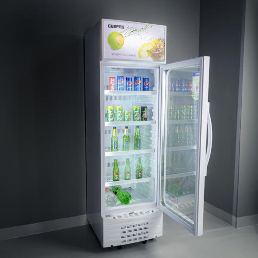 display image 2 for product Geepas GSC6549 380L Upright Showcase Fridge - Adjustable Thermostat, Bottle Cooler |Ideal for Beer, Wine & Drinks Fridge | Low Energy Compressor Fan