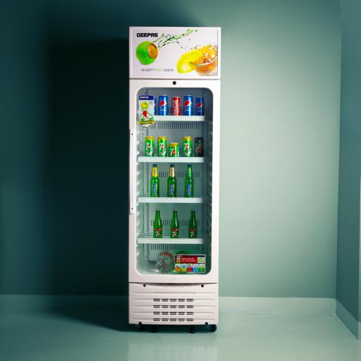 display image 5 for product Geepas GSC6549 380L Upright Showcase Fridge - Adjustable Thermostat, Bottle Cooler |Ideal for Beer, Wine & Drinks Fridge | Low Energy Compressor Fan