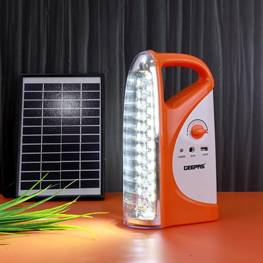 display image 1 for product Geepas GSE5583 36-Pcs Rechargeable Solar LED Lantern with USB Mobile Charging Output - Mega Luminous Lantern | Ideal for Power Outages Emergencies Household Use