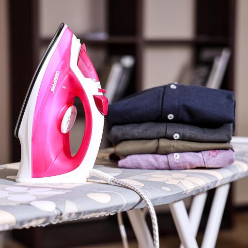 display image 3 for product Geepas 1300W Steam Iron  - Non-Stick Coating Plate & Adjustable Thermostat Control | 210ML Water Tank & Steam Shot for Crease Free Clothes | 2 Years Warranty